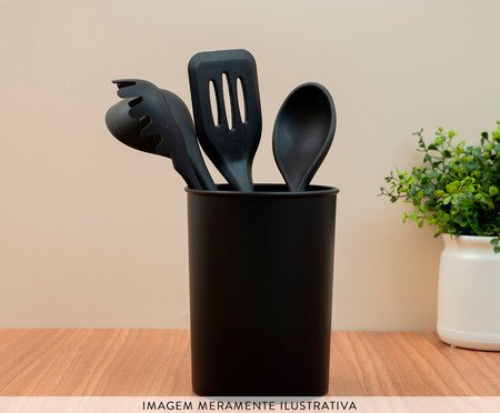 Porta Utensílios de Plástico Oikos Preto | Westwing