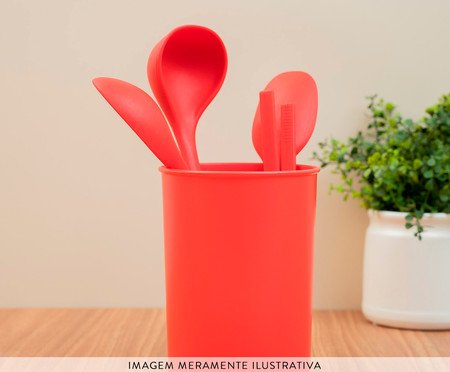 Porta Utensílios de Plástico Oikos Vermelho | Westwing