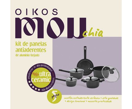 Jogo de Panelas com Antiaderentes Mou de Chia Preto | Westwing