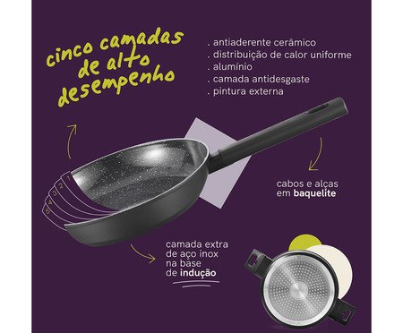 Jogo de Panelas com Antiaderentes Mou de Chia Preto | Westwing