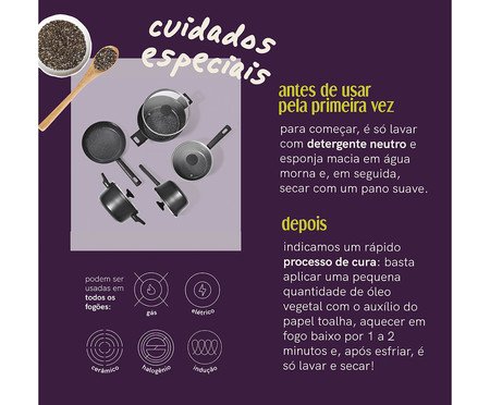 Jogo de Panelas com Antiaderentes Mou de Chia Preto | Westwing