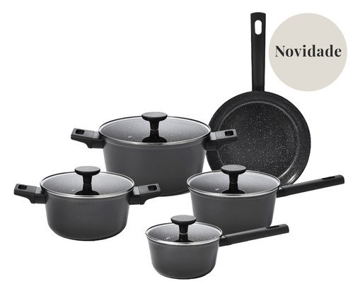 Jogo de Panelas com Antiaderentes Mou de Chia Preto, black | WestwingNow