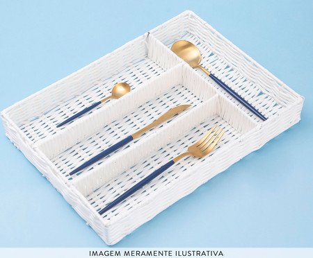 Organizador de Talheres com Textura Rattan Oikos Branco | Westwing