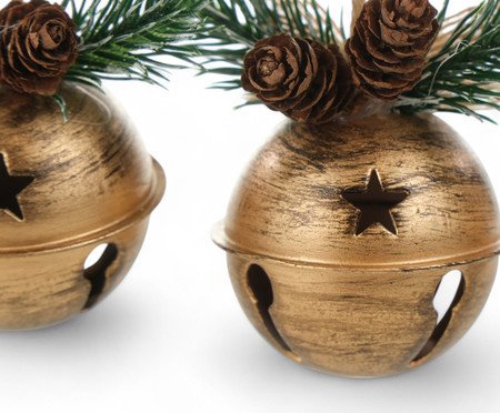 Jogo de Enfeites pra Pendurar Guizo Rustic Dourado | Westwing