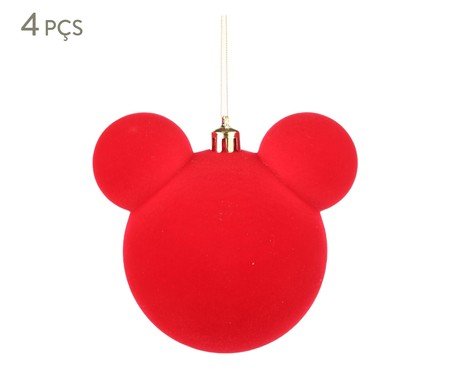 Jogo de Bolas Natalinas em Veludo Mickey Vermelho | Westwing