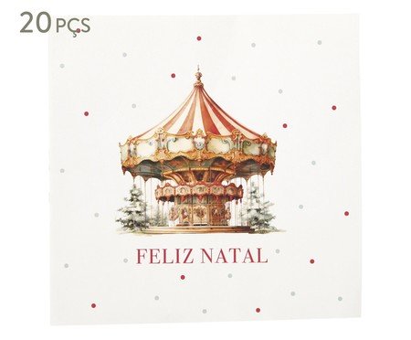 Jogo de Guardanapo de Papel Feliz Natal Carrossel | Westwing