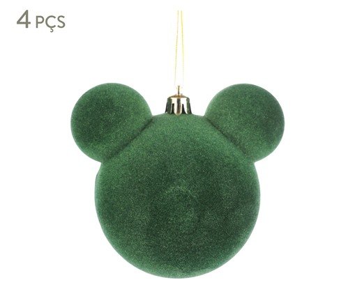 Jogo de Bolas Natalinas em Veludo Mickey Verde, green | WestwingNow