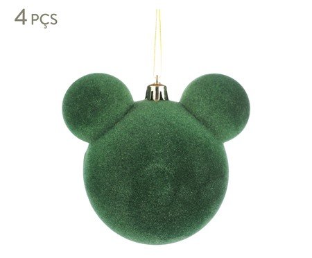 Jogo de Bolas Natalinas em Veludo Mickey Verde | Westwing