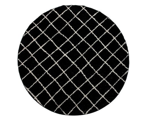 Tapete Redondo Grid - Preto, Preto | WestwingNow