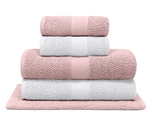 Jogo de Toalhas de Banho Natural Dusty Rosê e Branca, pink | WestwingNow