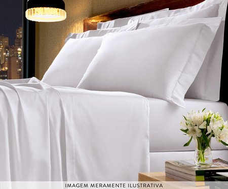 Jogo de Lençol Acetinado Platine Branco 300 Fios | Westwing