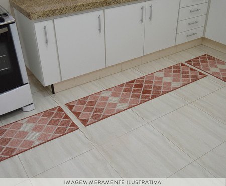 Jogo de Tapetes para Cozinha Look Jacquard Vesuvio - Terracota | Westwing