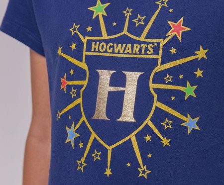 Pijama Manga Curta Feminino Hogwarts com Estampa em Foil | Westwing