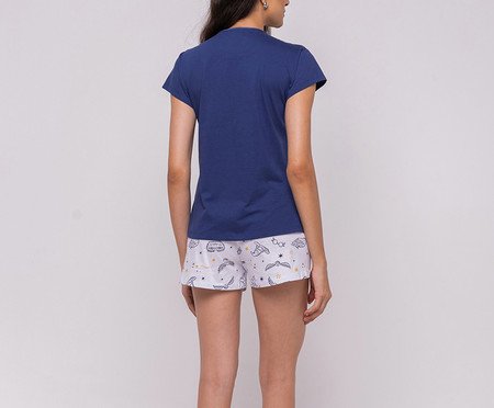 Pijama Manga Curta Feminino Hogwarts com Estampa em Foil | Westwing