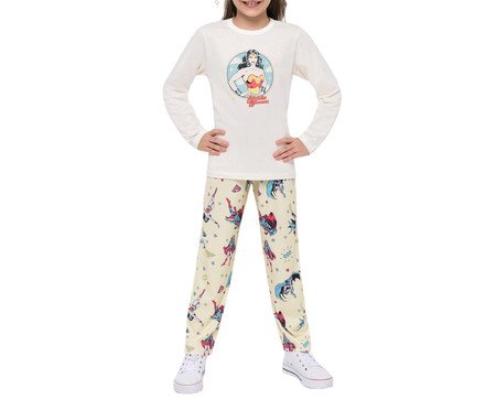 Pijama Manga Longa Feminino Infantil Mulher-Maravilha | Westwing
