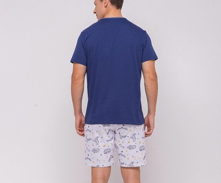 Pijama Manga Curta Hogwarts Masculino com Estampa em Foil | Westwing