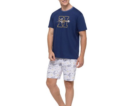 Pijama Manga Curta Hogwarts Masculino com Estampa em Foil | Westwing