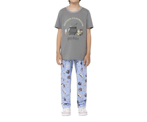 Pijama Manga Curta com Calça Unissex Aulas de Poções, black | WestwingNow