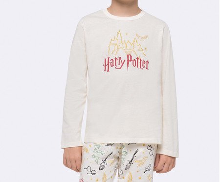 Pijama Infantil Manga Longa Harry Potter Unissex com Estampa Metalizada | Westwing