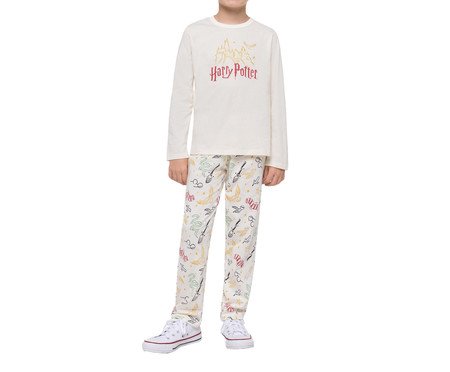 Pijama Infantil Manga Longa Harry Potter Unissex com Estampa Metalizada | Westwing