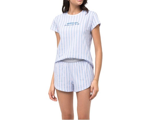 Pijama Manga Curta com Short Feminino, white | WestwingNow