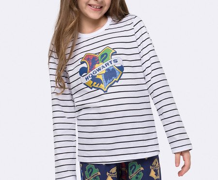 Pijama Manga Longa Hogwarts Infantil com Estampa Metalizada | Westwing
