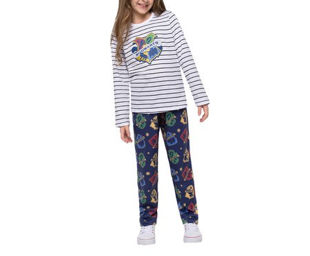 Pijama Manga Longa Hogwarts Infantil com Estampa Metalizada | Westwing