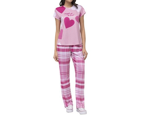 Pijama Manga Curta com Calça em Malha Perfect Touch, pink | WestwingNow