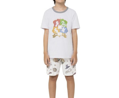 Pijama Manga Curta Masculino Infantil Hogwarts | Westwing