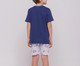 Pijama Manga Curta Hogwarts Masculino Infantil com Estampa em Foil, blue | WestwingNow