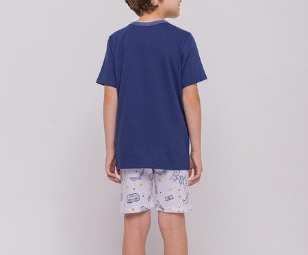 Pijama Manga Curta Hogwarts Masculino Infantil com Estampa em Foil | Westwing