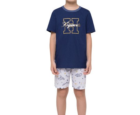 Pijama Manga Curta Hogwarts Masculino Infantil com Estampa em Foil | Westwing