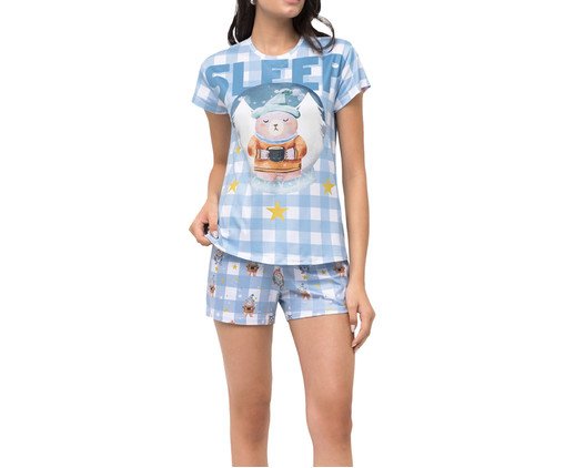 Pijama Manga Curta com Short Feminino, blue | WestwingNow