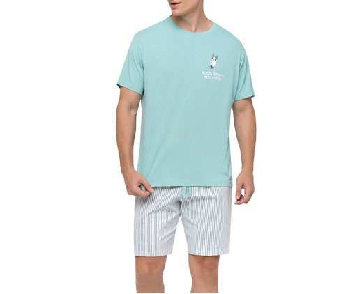 Pijama Manga Curta com Bermuda Masculino, green | WestwingNow