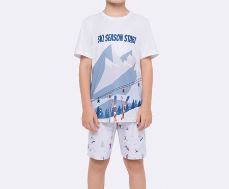 Pijama Manga Curta Masculino Infantil Ski Season Start em Malha | Westwing