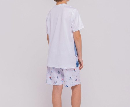 Pijama Manga Curta Masculino Infantil Ski Season Start em Malha | Westwing
