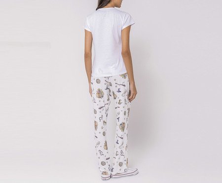 Pijama Manga Curta com Calça Hogarts com Estampa Metalizada | Westwing