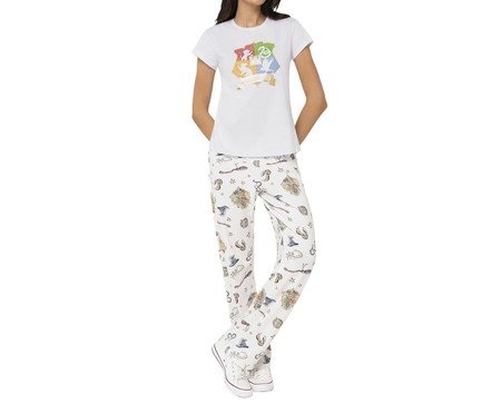Pijama Manga Curta com Calça Hogarts com Estampa Metalizada | Westwing