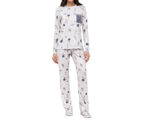Pijama Manga Longa com Bolso em Fleece, beige | WestwingNow