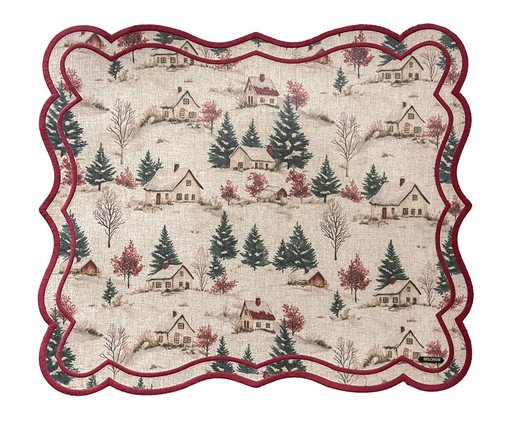 Lugar Americano Natalino com Bordado Vila Do Noel - 44,5X38,5cm, multicolor | WestwingNow