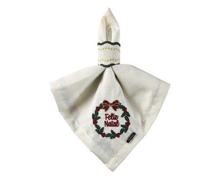 Guardanapo Natalino com Bordado Guirlanda Verde - 43X43cm | Westwing