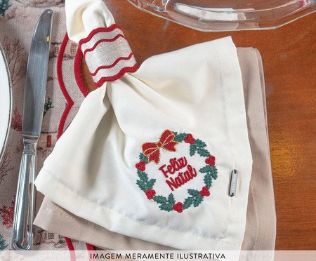 Porta-Guardanapo Natalino com Bordado Vila Do Noel - 5X15cm | Westwing