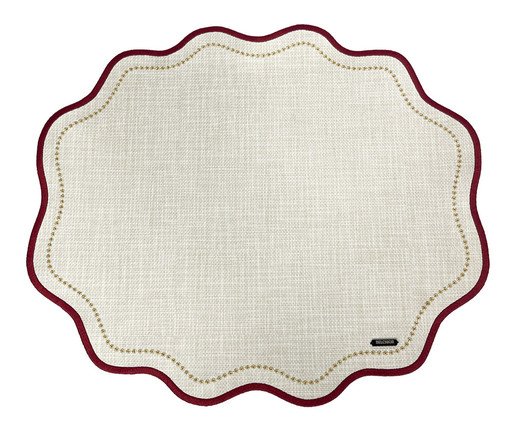 Lugar Americano Natalino com Bordado Toque de Luz Bordô - 44,5X38,5cm, beige | WestwingNow