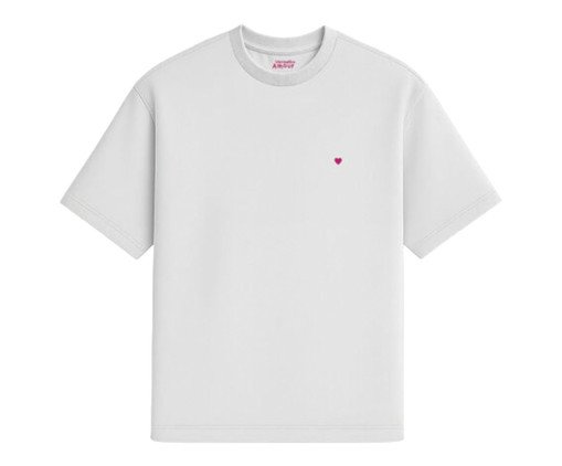 Camiseta Cotton Branca - Coração Micro Rosa Pink, white | WestwingNow