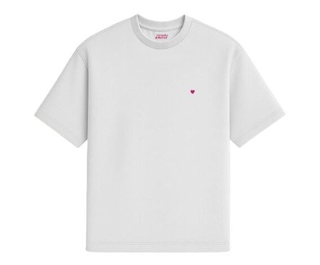 Camiseta Cotton Branca - Coração Micro Rosa Pink | Westwing