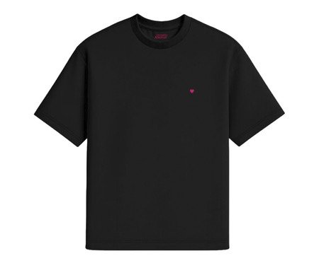 Camiseta Cotton Preta - Coração Micro Rosa Pink | Westwing