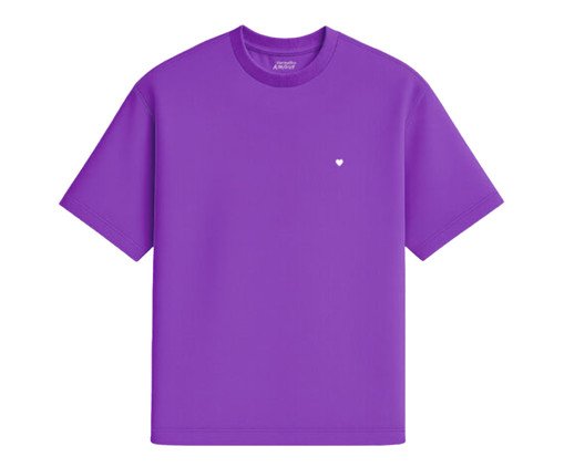 Camiseta Cotton Roxa Açaí - Coração Micro Branco, purple | WestwingNow
