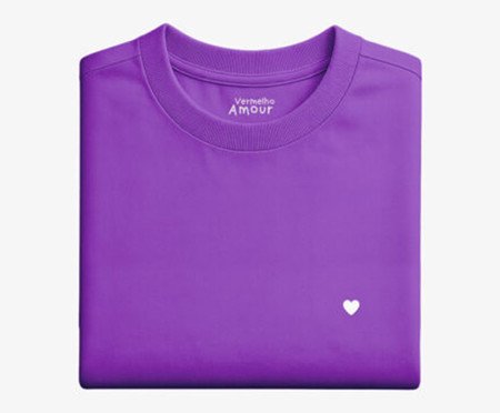 Camiseta Cotton Roxa Açaí - Coração Micro Branco | Westwing