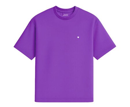 Camiseta Cotton Roxa Açaí - Coração Micro Branco | Westwing