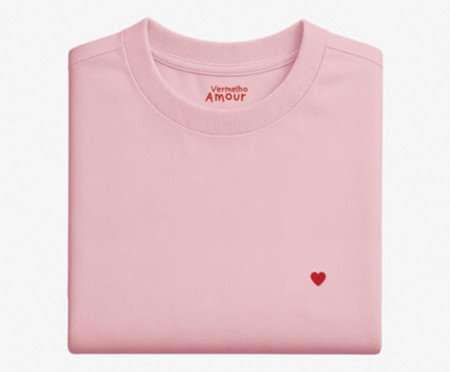 Camiseta Cotton Rosa - Coração Micro Vermelho | Westwing